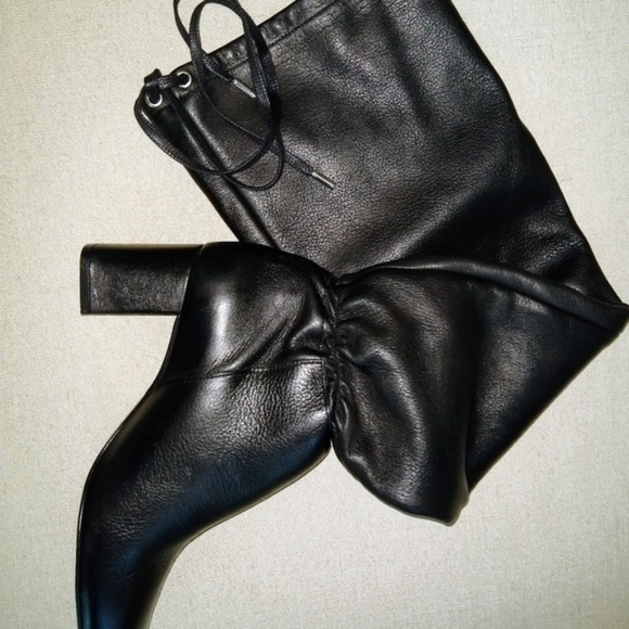 Zara Slouchy Leather Heeled Boots (Size 40/10) - Picture 6 of 8